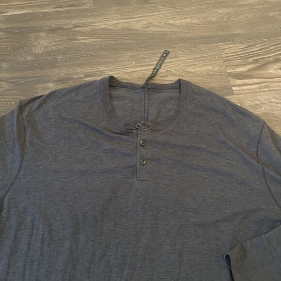 LULULEMON Men’s Soft Jersey Henley Long Sleeve Shirt Dark Grey Size 2XL - Picture 5 of 9